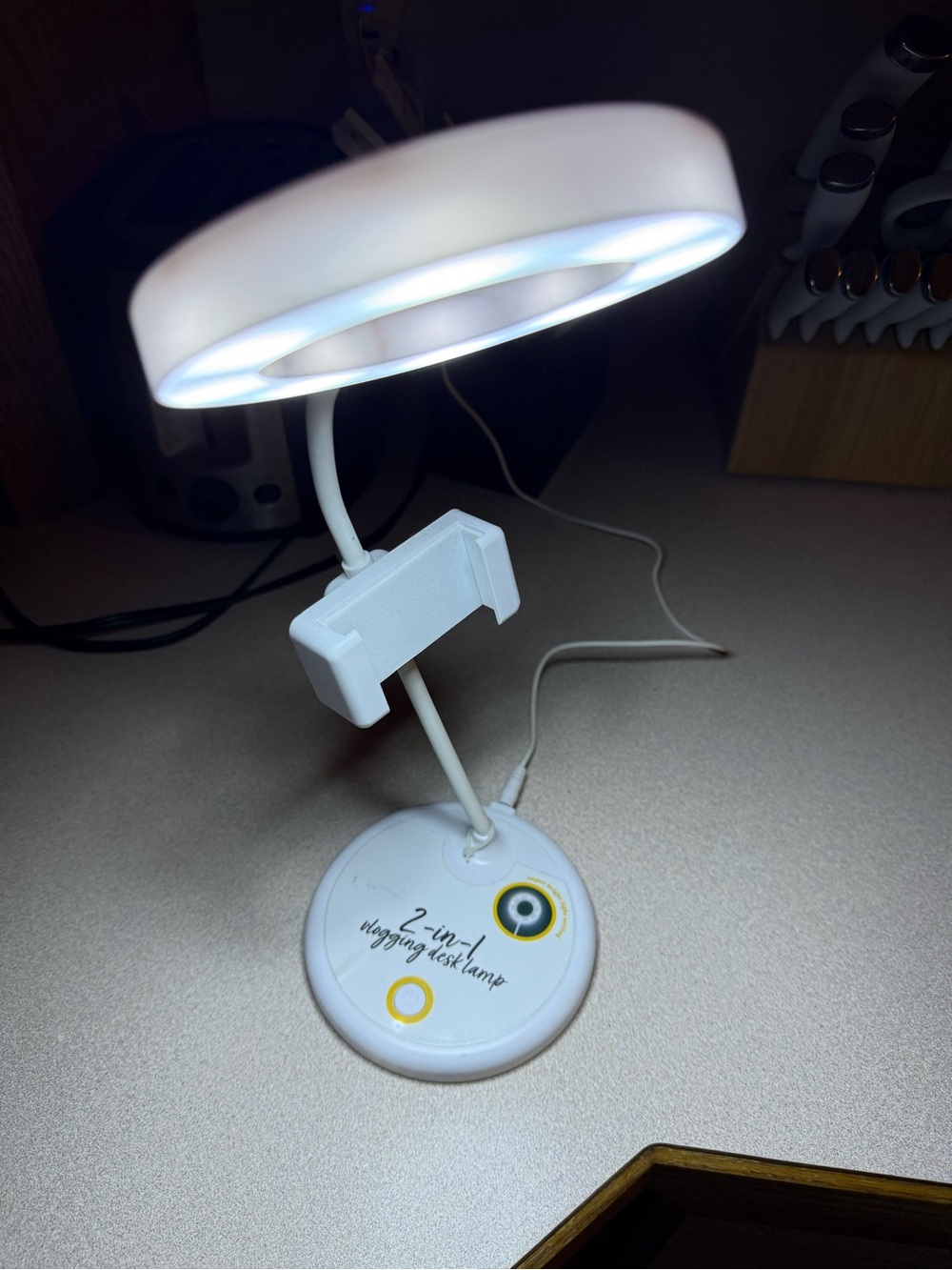 2-in-1 Ring Light Desk Lamp - White
